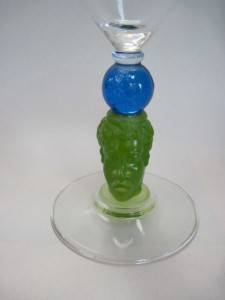 1996 Richard Jolley Bombay Sapphire Figural Stem Glass  