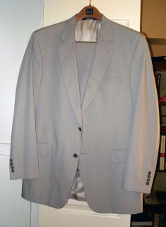 Jos A Bank Light Gray 2 Button Poplin Suit 43L Jacket 36x30 Pleated Pants  