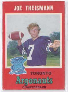 1971 OPC CFL Card 13 Joe Theismann RC Toronto Argonauts Canadian Football Old  