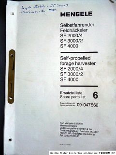 Original Mengele company spare parts list 67 pages  