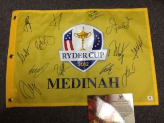 2012 RYDER CUP TEAM EUROPE SIGNED PIN FLAG RORY MCILROY GARCIA MCDOWELL GLOBAL  