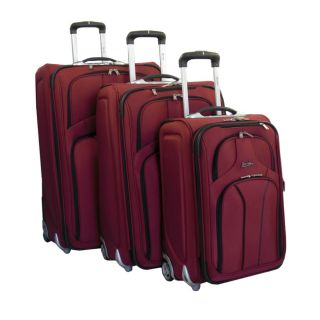 Jourdan Lightweight 3 Piece Expandable Upright Rolling Luggage Set Red  