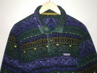 Vtg Unisex Patagonia Indian Aztec Tribal Print Fleece Sweater Jacket M Chest 43  