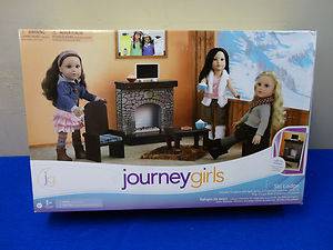 Journey Girls Ski Lodge Fireplace Chairs Table TV More for American Girl New  