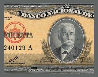 50 Pesos Banknote Cuba 1960 Che Guevara Signature AU  