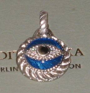 Judith Ripka Sterling Silver Blue Enamel Diamonique Evil Eye Enhancer New  