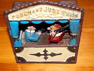 Vintage Punch and Judy Mechanical Bank  