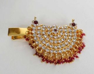 Indian Goldplated Kundan CZ Bridal Jewelry Hair Bun Juda Pin Clip BellyDance  