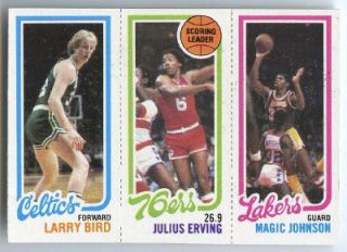 1980 81 Topps 34 Larry Bird RC 174 Julius Erving TL 139 Magic Johnson RC  