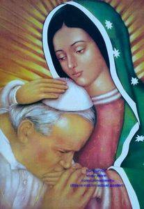 Poster La Virgen Guadalupe El Papa Juan Pablo II 11x16 Mexico Catolico  