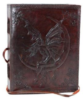 FAIRY MOON LEATHER JOURNAL Witch Wicca Pagan BOS Goth Punk Druid NewAge Goddess  