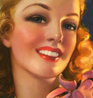 JULES ERBIT 1940S WINSOME A SMILE FOR YOU PIN UP PRINT GOOD GIRL ART GGA MINT  