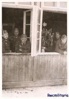 JOYEUX Noel Wehrmacht Soldiers in Barracks Window w Christmas Tree  