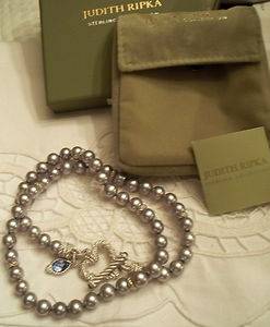 JUDITH RIPKA SS 7 5mm CFW PEARL HEART TOGGLE NECKLACE 18 New in Box  