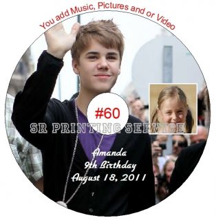 Justin Bieber Birthday Favor CD DVD Personalized Custom