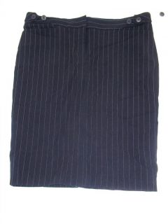 Kamalikulture Womens Pencil Skirt Black Pinstripe Size 8
