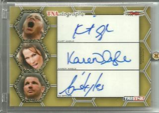Impact Triple Auto Autograph Kurt Karen Angle AJ Styles 50 WWE