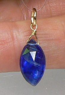 Kashmere Blue Faceted Marquise Kyanite 14k Gold Pendant