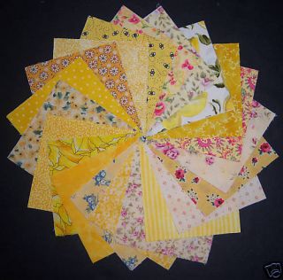 40LOVELY Yellow 4 Cotton Fabric Quilt Quilting Squares