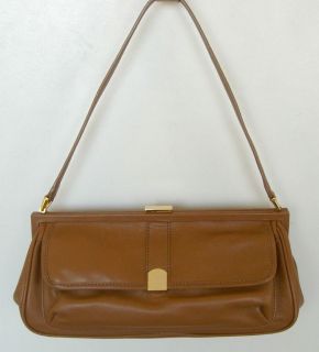 Kate Landry Lt Brown Leather Purse Handbag Shoulder Clutch Bag