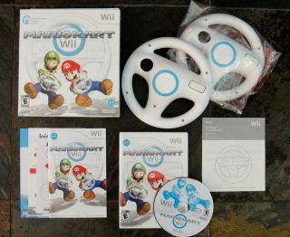 Mario Kart Wii Game with 2 Wii Wheels Bundle