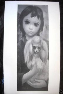 Keane Best Friend Waif Girl with Poodle 1960s Postcard
