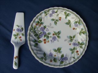 White Serving plate with purple flowers gold edging Centurion