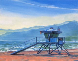 Lifeguard Original Impressionist Landscape Painting Keating