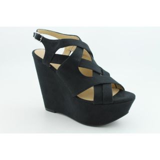 Kelsi Dagger Nadeen Womens Size 8 5 Black Open Toe Fabric Wedges Shoes