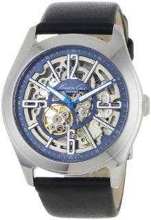 Kenneth Cole Mens Automatic Movement Skeleton Dial Leather Strap Watch