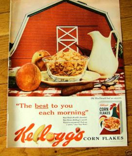 1962 Kelloggs Cereal Ad Old MacDonald Has An Appetite