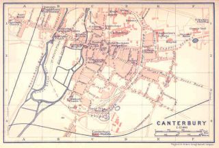UK Kent Canterbury Old Historical City Map Plan 1910