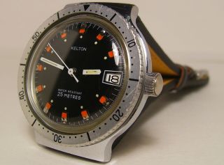Kelton Vintage Mens Divers Wrist Watch Black Dial Herren Taucher Uhr