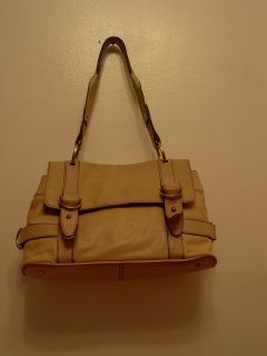 Kenneth Cole Genuine Beige Leather Tote Bag