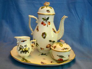 Herend Porcelain Hand Painted Coffee Tea Set Tray