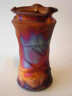 Kerry Gonzalez Copper Raku Cylinder Vase Studio Art Pottery