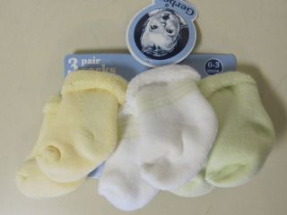 New GERBER Infant Girls Boys 3 Pack Socks Green Yellow and White 0 3