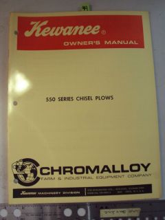 Kewanee Model 550 Series Chisel Plow Owners Manual