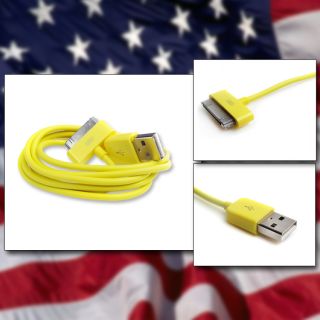 New 6ft Yellow USB Data Sync Charger Cable For iPod Touch iPhone 4S 4G