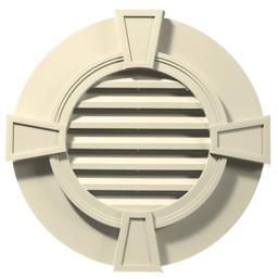 New Vinyl 30Louvered Round Gable Vent with Keystones