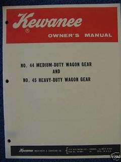 Kewanee 44 45 Wagon Running Gear Operator Manual