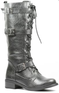 Buckled Lace Up Military Combat Tall Boot Soda Kevin H