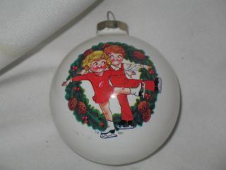 Campbell Soup Kids Ice Skating Glass Ornament 1983
