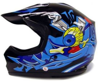 Youth Kids ATV Motocross Dirt Bike Black Blue Punk MX Helmet s M L