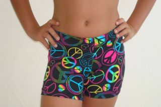 Spandex Volleyball Cheer Gymnastic Dance Black with Rainbow Peace