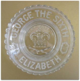 King George VI Elizabeth 1937 Coronation Glass Dish