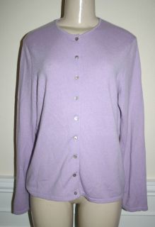 KINROSS 100% Cashmere Sz L Light Purple Button Down Long Sleeve