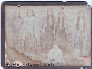 KIOWA School Girls Native Indians Cabinet Card CA 1870 Authentic