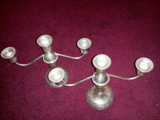 Vintage Pair Duchin Creations Sterling Silver Three Candle Holder