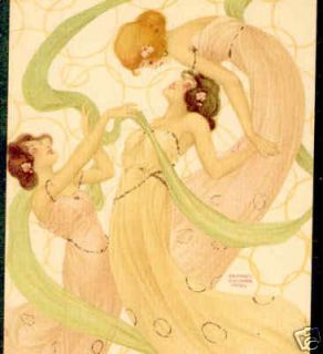 Raphael Kirchner Dancing Women Art Nouveau Postcard